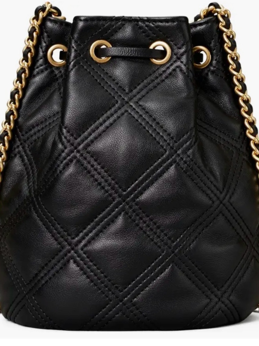Tory Burch Flemming Mini Black Quilted Leather Bucket Bag with Tassels - Picture 4 of 14